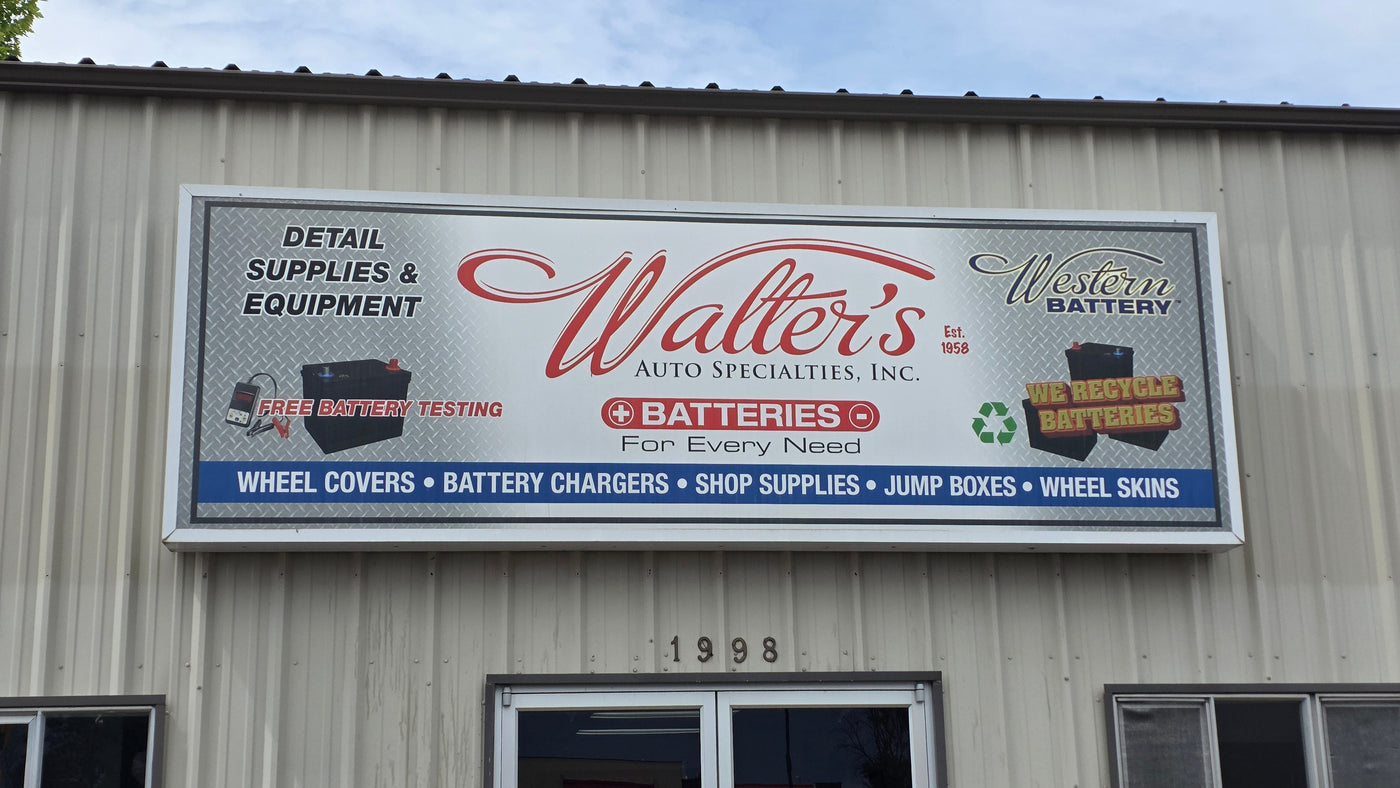 Walter's Auto Specialties Inc. building with a large sign on the facade.